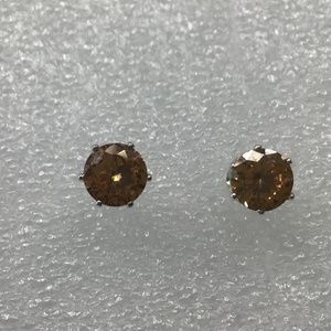 Cubic Zirconia Autumn gold pierced stud earrings